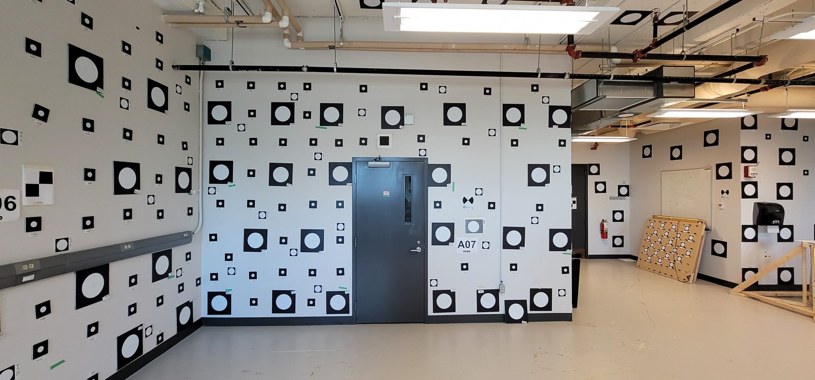 The GeoVM laboratory, with roughly 500 signalized targets across the walls and ceiling.