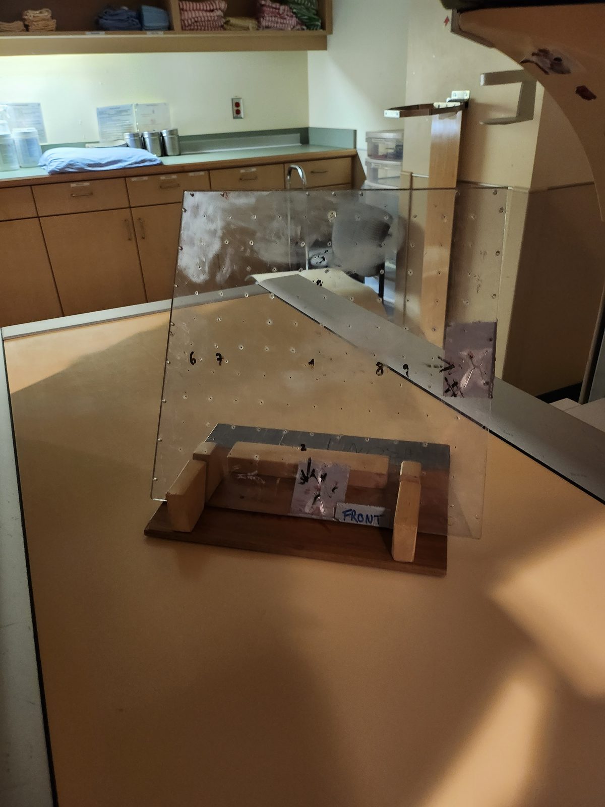 A custom target frame used for sensor calibration experiments.