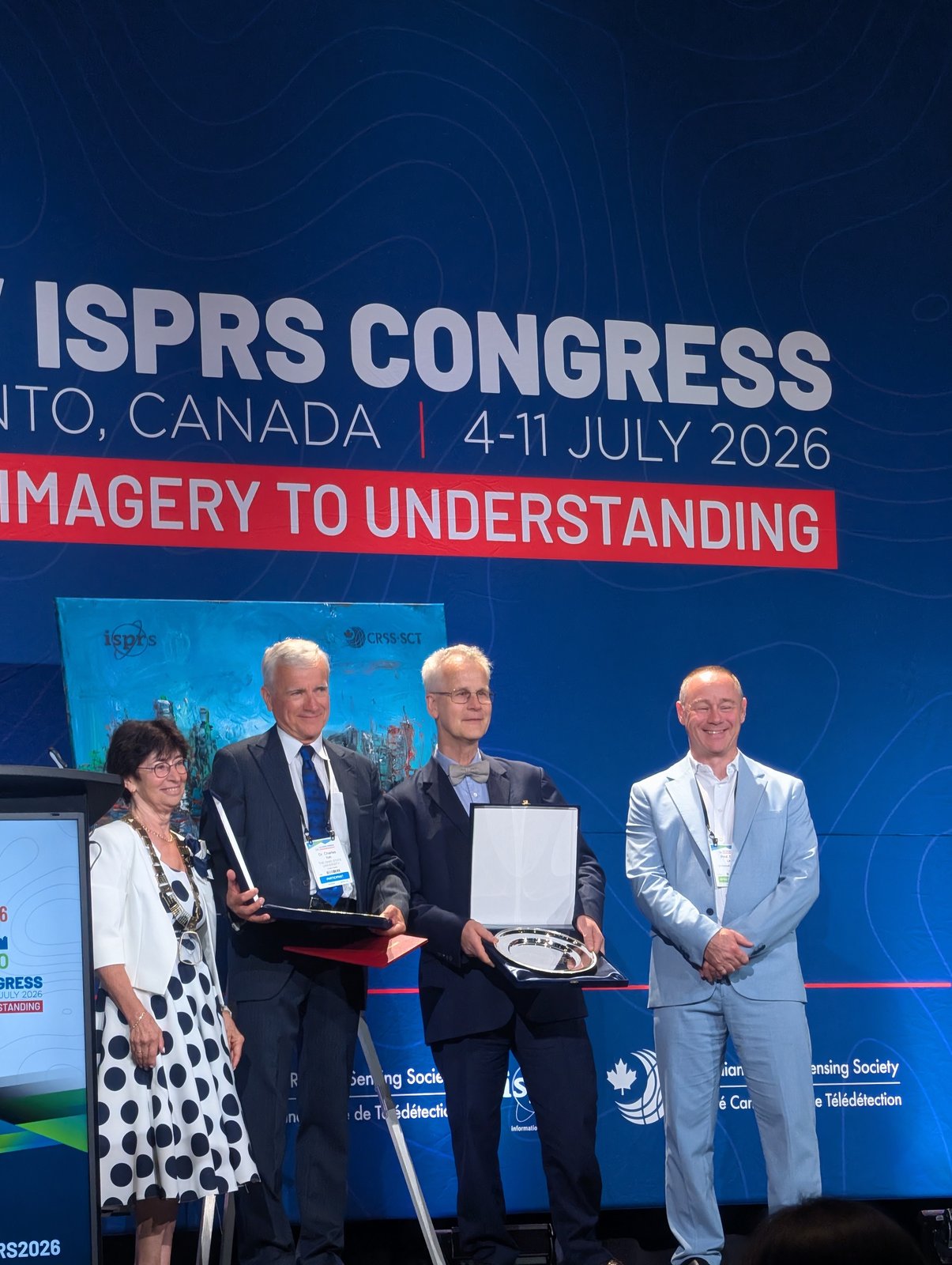 Derek Lichti with the recipients of ISPRS Honorary Membership